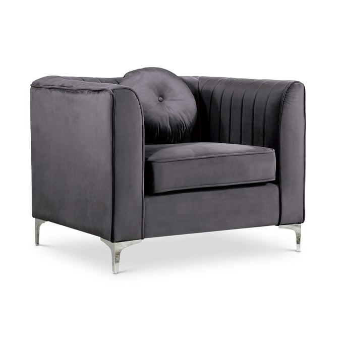 Meridian Furniture Isabelle Grey Velvet Chair MRD-612GREY-C