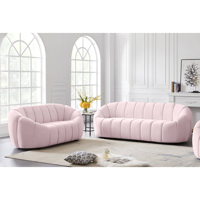 Meridian Furniture Elijah Pink Velvet 2pc Living Room Set MRD-613Pink-LR-S1