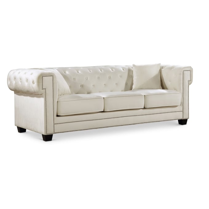 Meridian Furniture Bowery Cream Velvet Sofa MRD-614CREAM-S