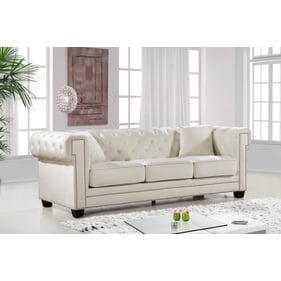 Meridian Furniture Bowery Cream Velvet Sofa