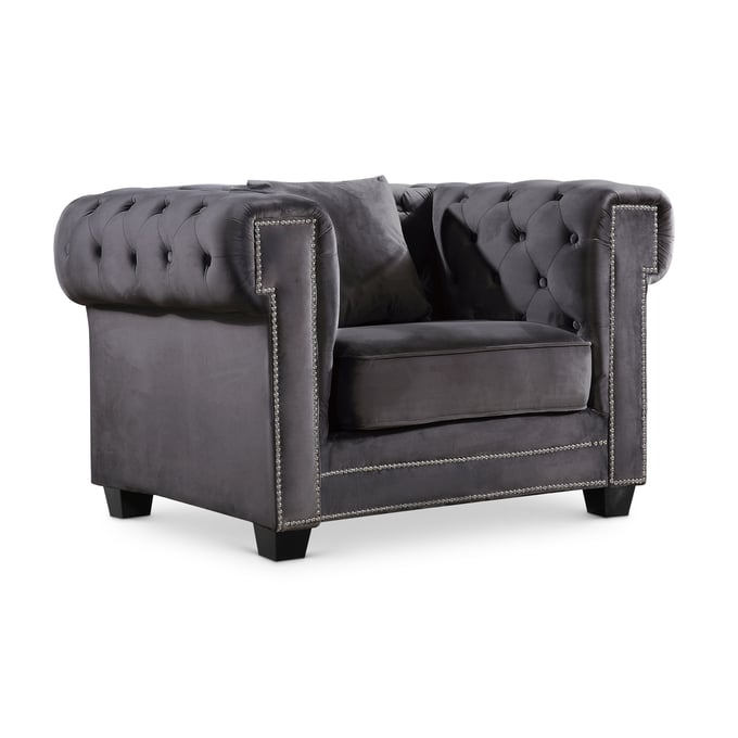 Meridian Furniture Bowery Grey Velvet Chair MRD-614GREY-C