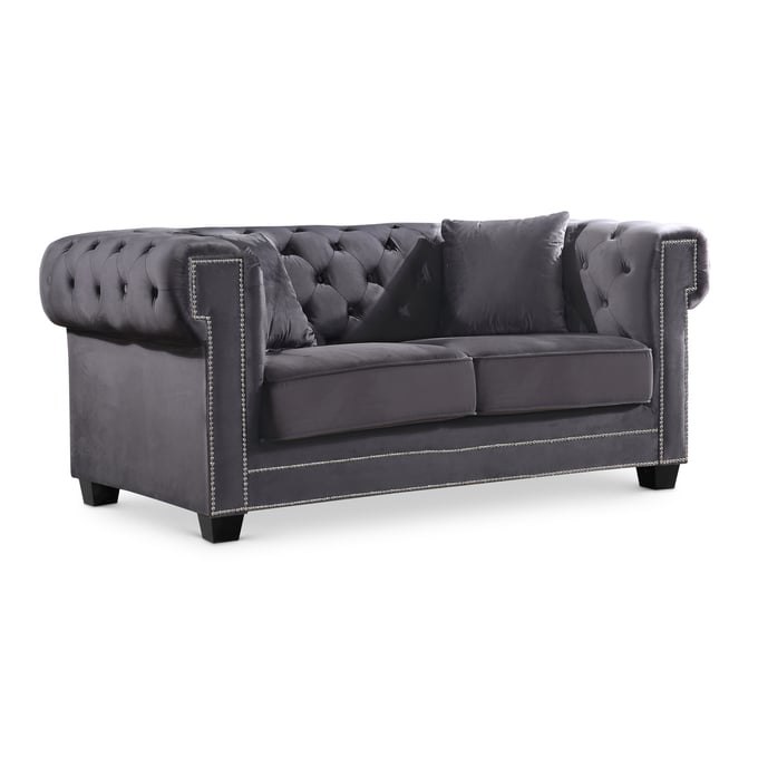 Meridian Furniture Bowery Grey Velvet Loveseat MRD-614GREY-L