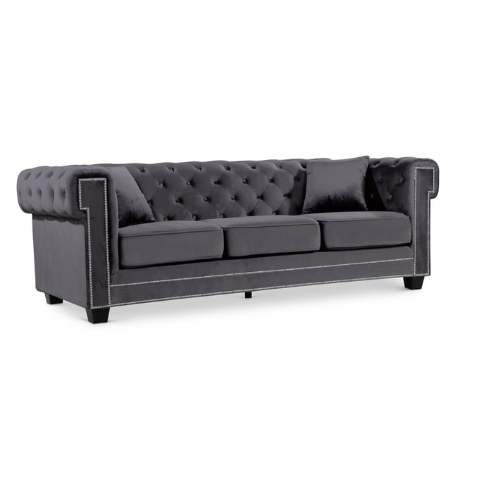 Design Edge Mallanganee  Grey Velvet Sofa DE-21990354