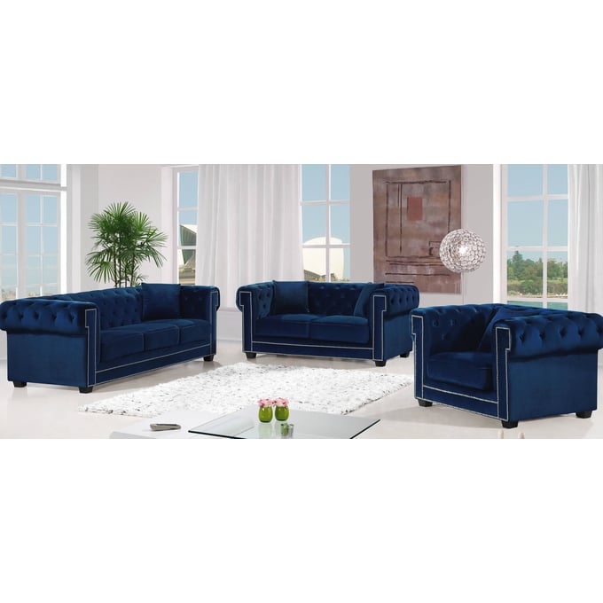 Meridian Furniture Bowery Navy 3pc Living Room Set MRD-614-NVY-LR-SET4