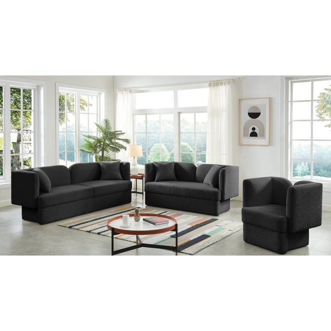 Meridian Furniture Marcel Black 3pc Living Room Set MRD-616Black-LR-S1