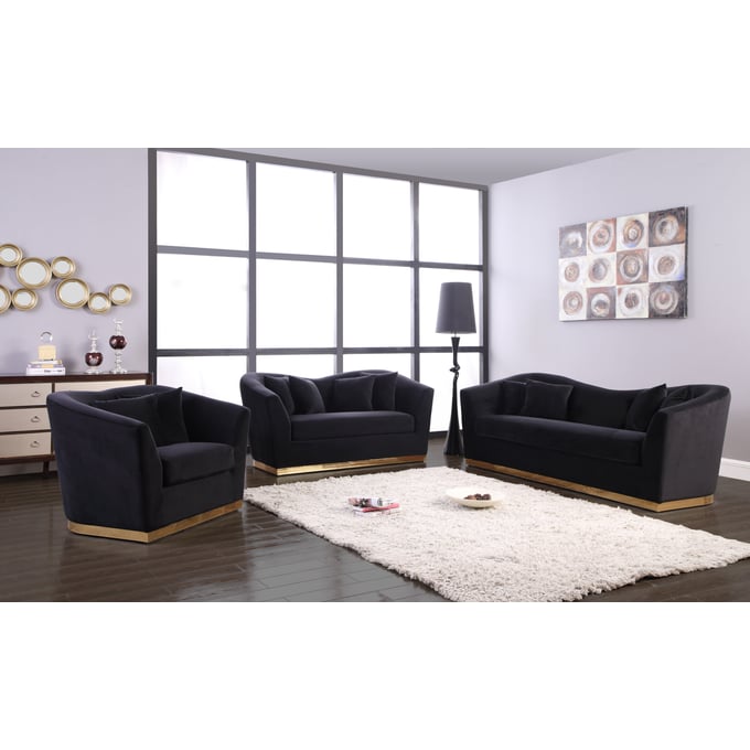 Meridian Furniture Arabella Black 3pc Living Room Set MRD-617Black-LR-S1