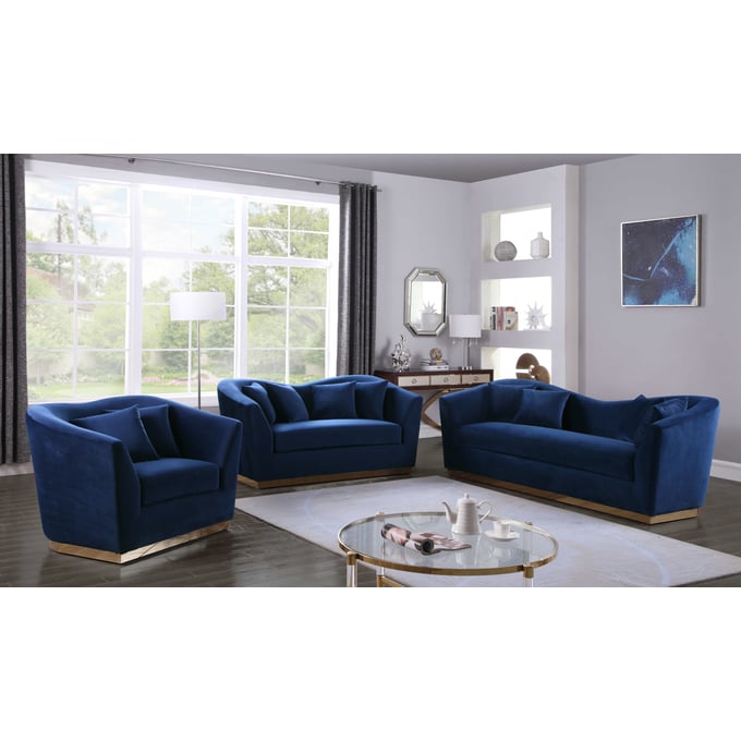 Meridian Furniture Arabella Navy 3pc Living Room Set MRD-617Navy-LR-S3