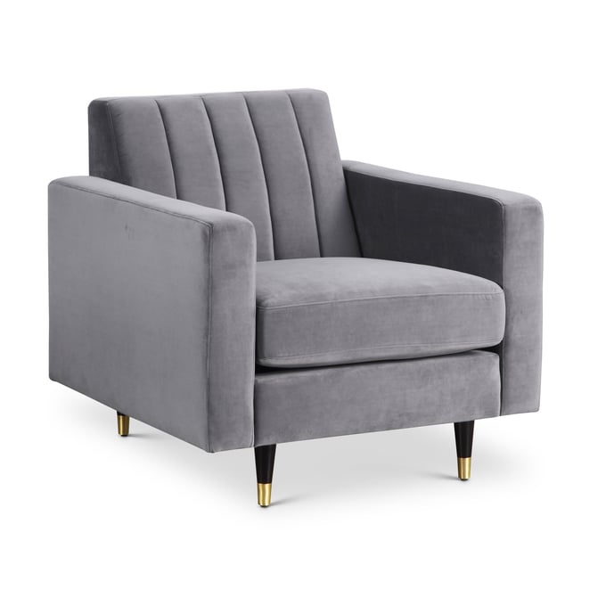 Design Edge Warialda  Grey Velvet Chair DE-22780000