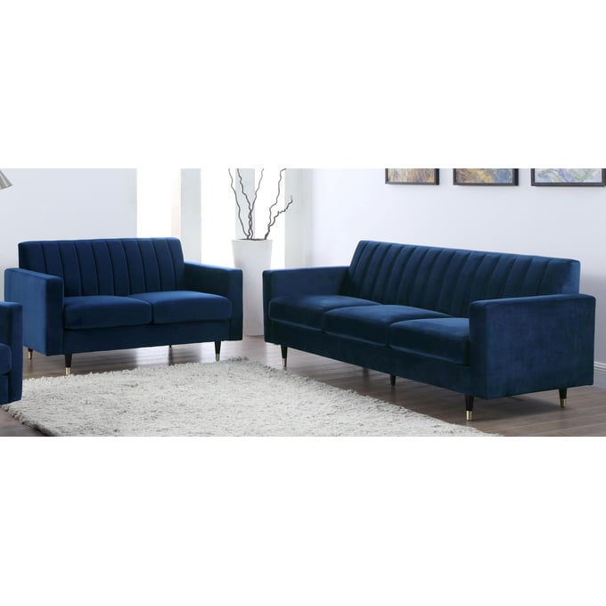 Meridian Furniture Lola Navy 2pc Navy Living Room Set MRD-619-LR-S5