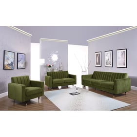 Design Edge Warialda  Olive Velvet 3pc Living Room Set