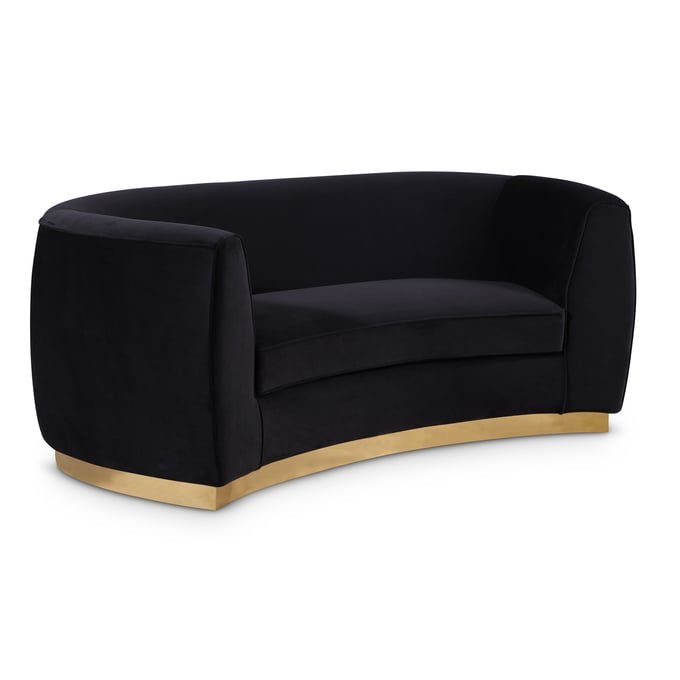 Meridian Furniture Julian Black Velvet Gold Loveseat MRD-620BLACK-L