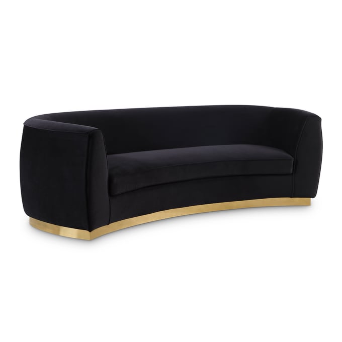 Meridian Furniture Julian Black Velvet Gold Sofa MRD-620BLACK-S