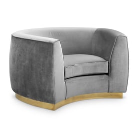 Meridian Furniture Julian Grey Velvet Gold Chair