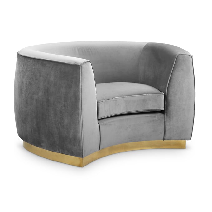 Meridian Furniture Julian Grey Velvet Gold Chair MRD-620GREY-C