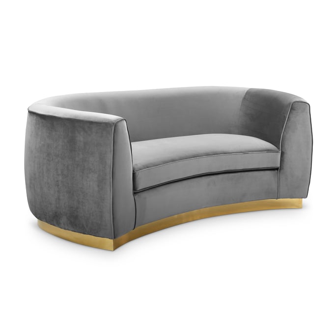 Meridian Furniture Julian Grey Velvet Gold Loveseat MRD-620GREY-L