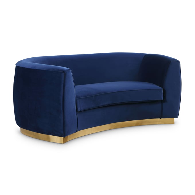 Meridian Furniture Julian Navy Velvet Gold Loveseat MRD-620NAVY-L