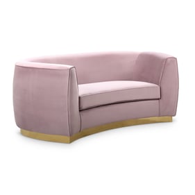 Meridian Furniture Julian Pink Velvet Gold Loveseat