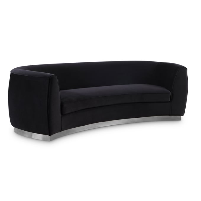 Meridian Furniture Julian Black Velvet Chrome Sofa MRD-621BLACK-S