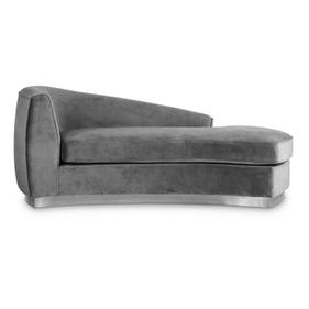 Meridian Furniture Julian Grey Velvet Chrome Chaise