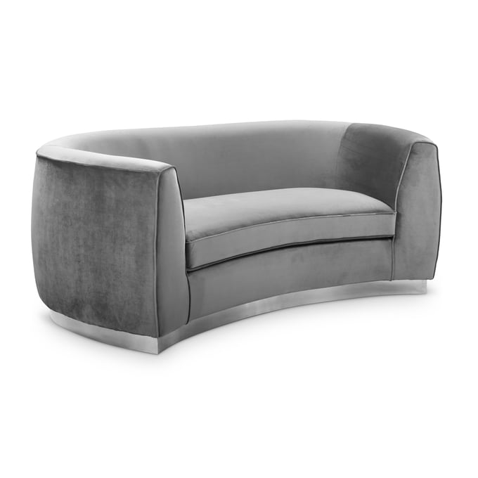 Meridian Furniture Julian Grey Velvet Chrome Loveseat MRD-621GREY-L