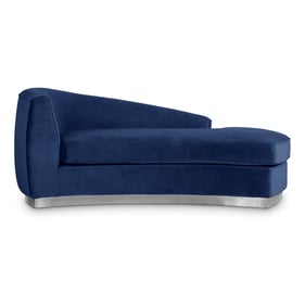 Meridian Furniture Julian Navy Velvet Chrome Chaise