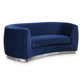 Meridian Furniture Julian Navy Velvet Chrome Loveseat