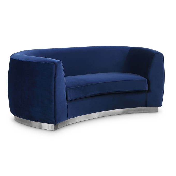 Meridian Furniture Julian Navy Velvet Chrome Loveseat MRD-621NAVY-L