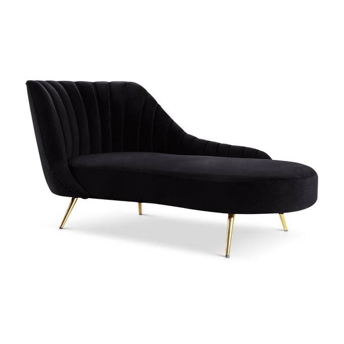 Meridian Furniture Margo Black Velvet Chaise MRD-622BLACK-CHAISE