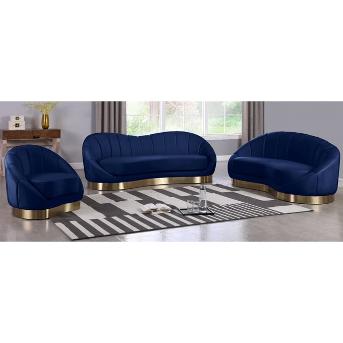 Meridian Furniture Shelly Navy 3pc Living Room Set MRD-623-LR-S4