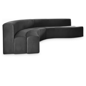 Meridian Furniture Curl Grey Velvet 2pc Sectional