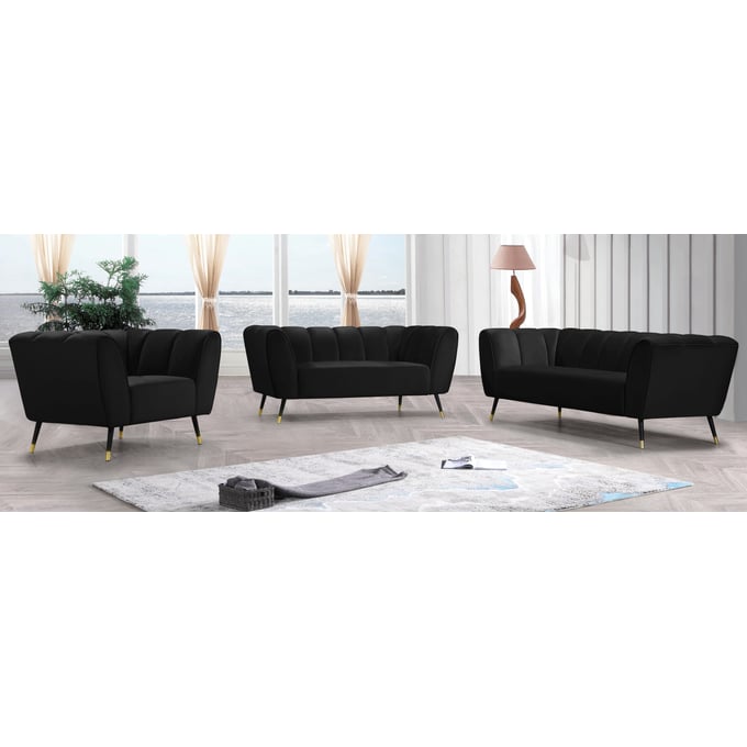 Meridian Furniture Beaumont Black 3pc Living Room Set MRD-626Black-SET1