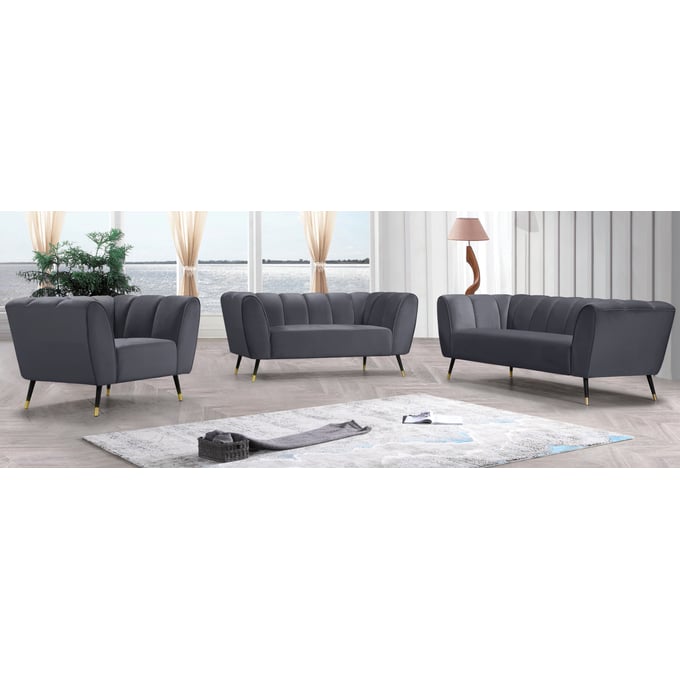 Meridian Furniture Beaumont Grey 3pc Living Room Set MRD-626Grey-SET1