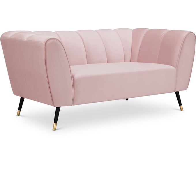 Meridian Furniture Beaumont Pink Velvet Loveseat MRD-626PINK-L