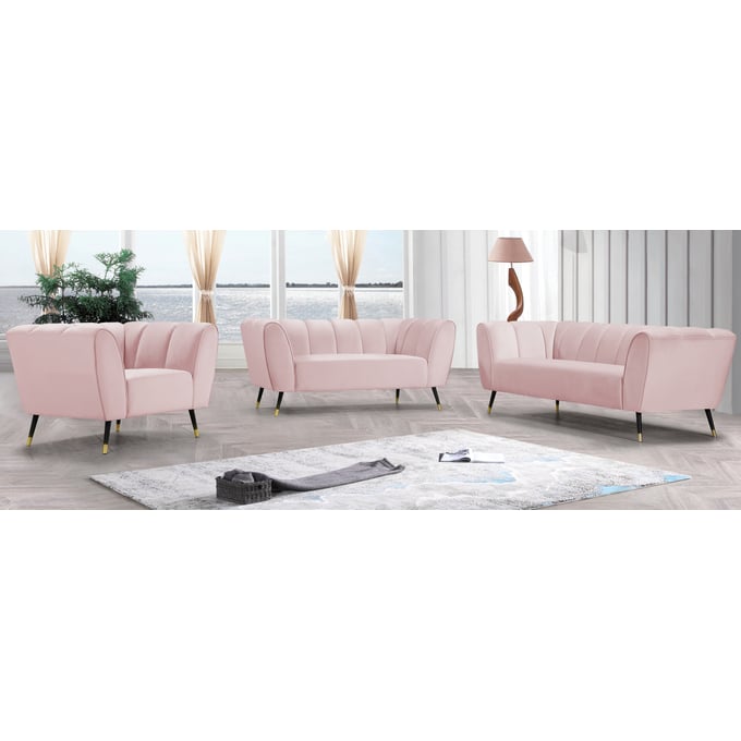 Meridian Furniture Beaumont Pink 3pc Living Room Set MRD-626Pink-SET1