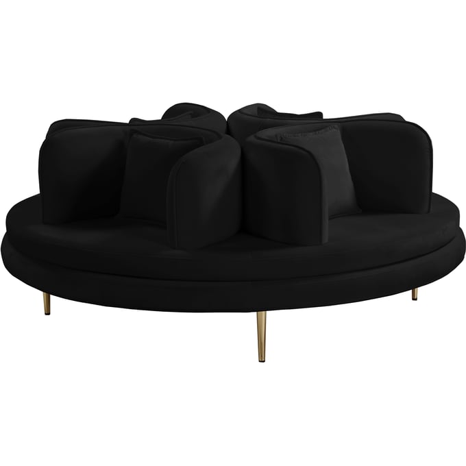 Meridian Furniture Circlet Black Velvet Round Sofa Settee MRD-627BLACK