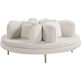 Meridian Furniture Circlet Cream Velvet Round Sofa Settee