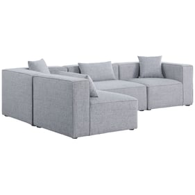 Meridian Furniture Cube Grey Durable Linen Modular 4pc Sectional