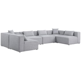 Meridian Furniture Cube Grey Durable Linen Modular 6pc Sectional