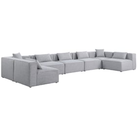 Meridian Furniture Cube Grey Linen 7pc Modular Sectional