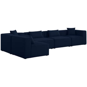 Meridian Furniture Cube Navy Durable Linen Modular 5pc Sectional