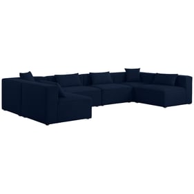 Meridian Furniture Cube Navy Durable Linen Modular 6pc Sectional