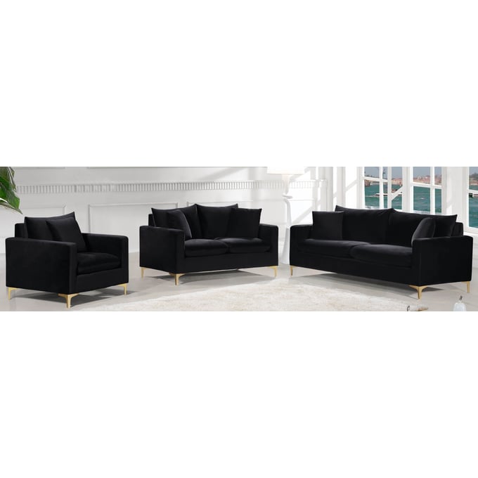 Meridian Furniture Naomi Black 3pc Living Room Set MRD-633-LR-S1