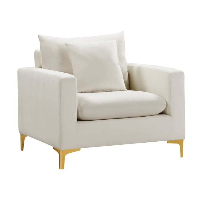 Meridian Furniture Naomi Cream Velvet Chair MRD-633CREAM-C