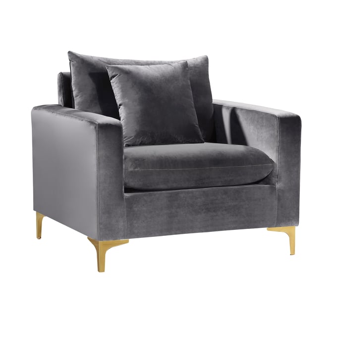 Design Edge Aramac  Grey Velvet Chair DE-22780394