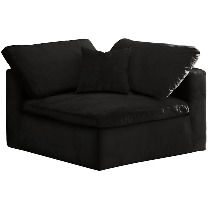 Meridian Furniture Cozy Black Velvet Corner Chair MRD-634BLACK-CORNER