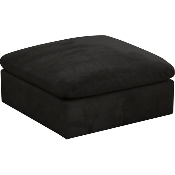 Meridian Furniture Cozy Black Velvet Ottoman MRD-634BLACK-OTT