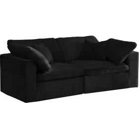 Meridian Furniture Cozy Black Cloud Like Comfort Modular 2pc Sofa