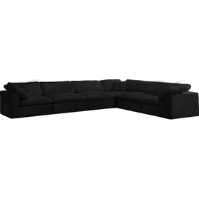 Meridian Furniture Cozy Black Cloud Like Comfort 6pc Modular Sectional