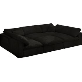 Meridian Furniture Cozy Black Cloud Like Comfort 6pc Sectional