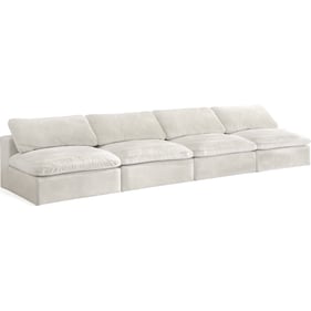 Meridian Furniture Cozy Cream Cloud Like Comfort Modular 4pc Armless Sofa